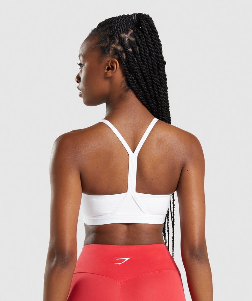 Women's Gymshark V Neck Sports Bra White | NZ 6FGASP